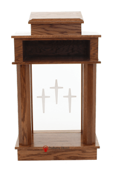 Wood with Acrylic Column Pulpit 810 Exhorter-Back View-Wood With Acrylic Pulpits, Podiums and Lecterns-Podiums Direct