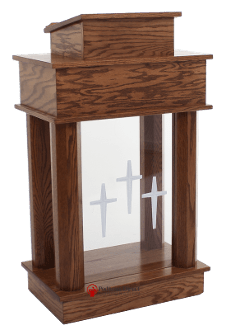 Wood with Acrylic Column Pulpit 810 Exhorter-Angle View-Wood With Acrylic Pulpits, Podiums and Lecterns-Podiums Direct