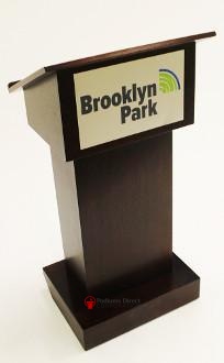 Handcrafted Solid Hardwood Lectern Royal-With Rectangular Logo-Handcrafted Solid Hardwood Pulpits, Podiums and Lecterns-Front View with Logo-Podiums Direct