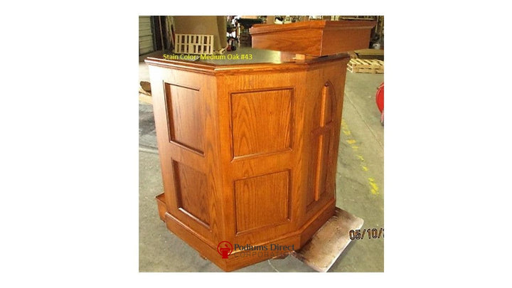Church Wood Pulpit Custom No 1-Church Solid Wood Pulpits, Podiums and Lecterns-Angle Medium Oak 43-Podiums Direct