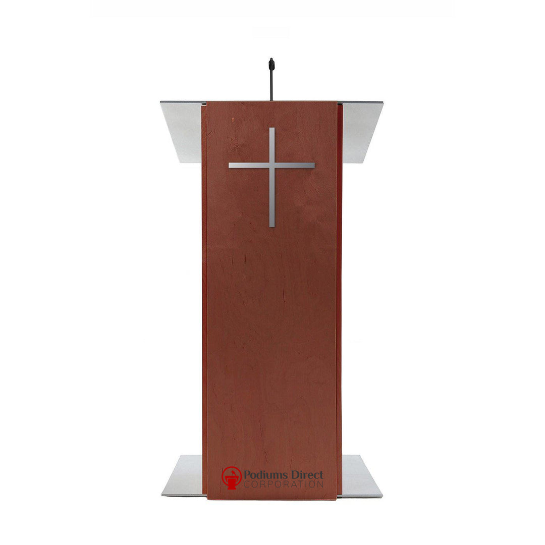 Contemporary Lectern and Podium K-2-Mahogany with Cross-Contemporary Lecterns and Podiums-Podiums Direct