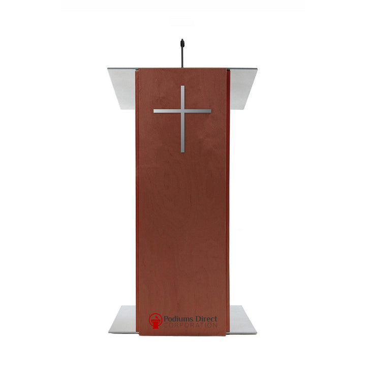 Contemporary Lectern and Podium K-2-Mahogany with Cross-Contemporary Lecterns and Podiums-Podiums Direct