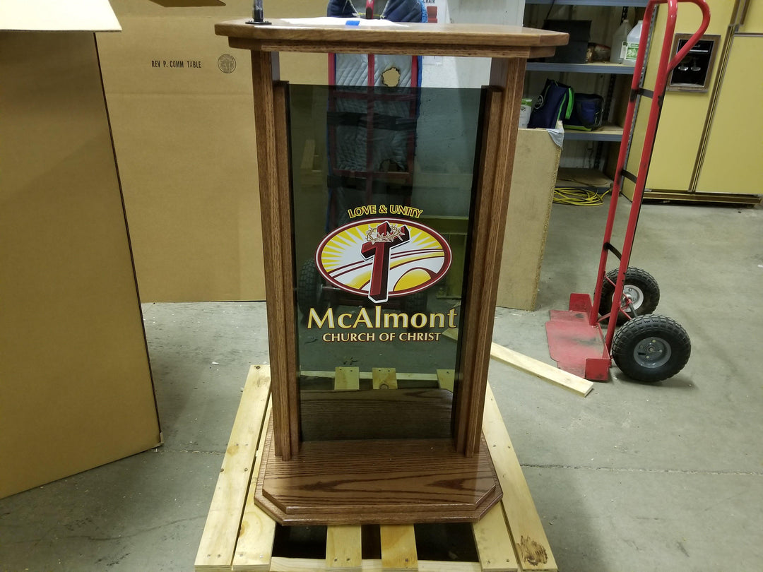 Wood with Acrylic Preaching Stand-704 Proclaimer-With Smoked Acrylic-Wood With Acrylic Pulpits, Podiums and Lecterns-Podiums Direct