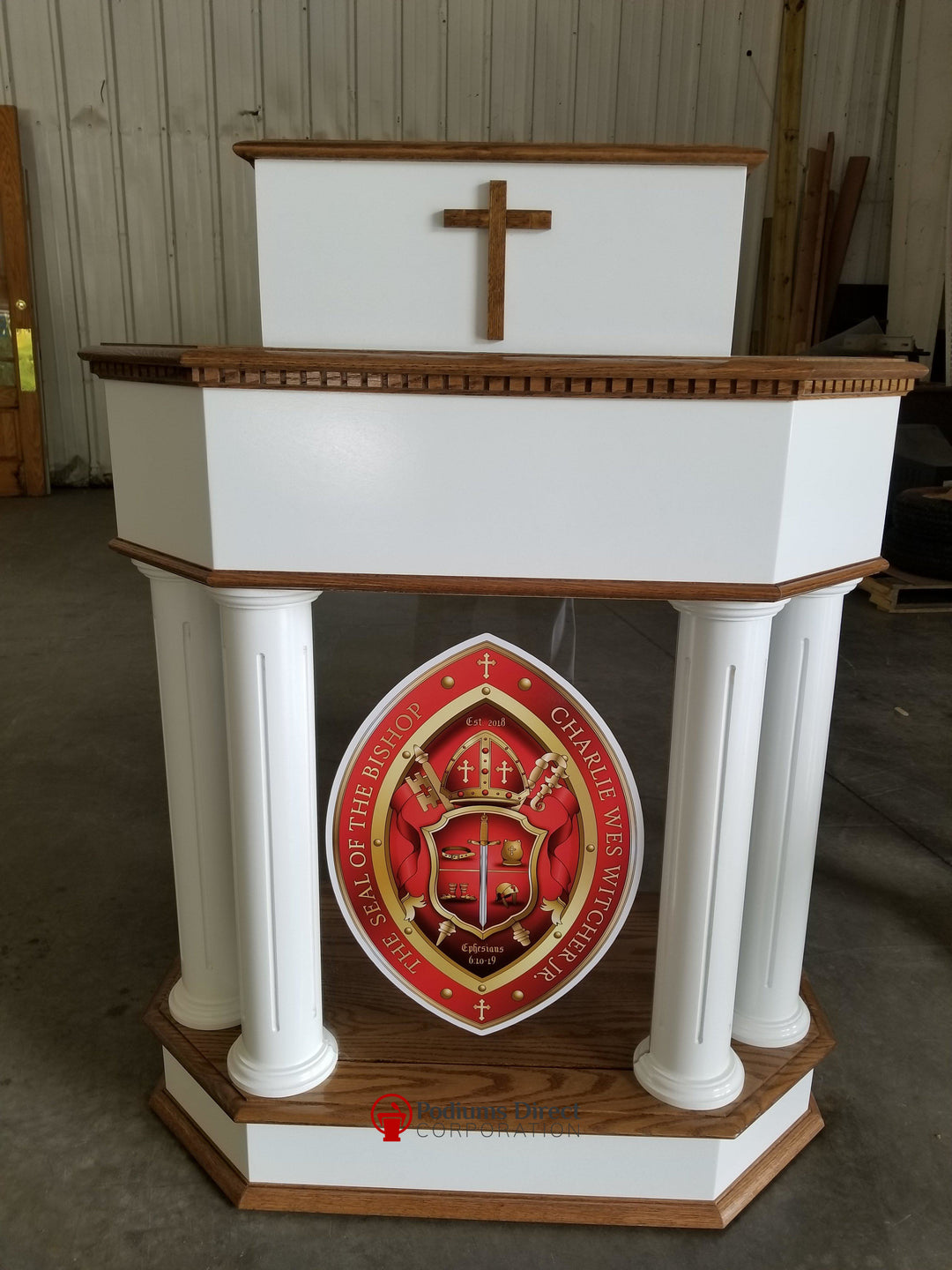 Wood with Acrylic Pulpit 830W-Logo-Wood With Acrylic Pulpits, Podiums and Lecterns-Podiums Direct