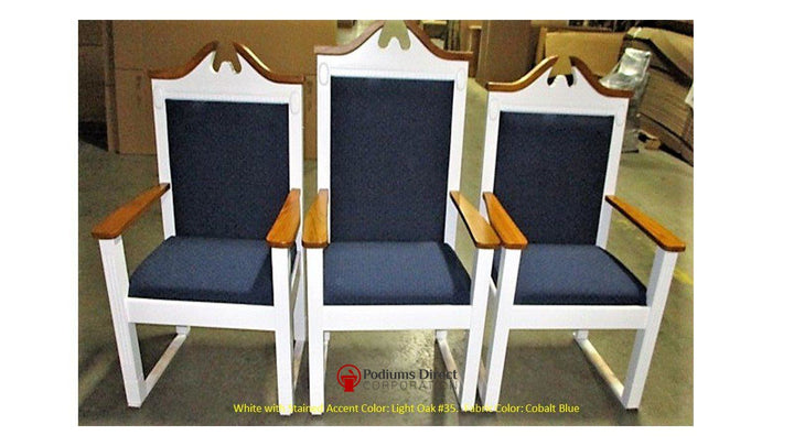 Clergy Church Chair TPC-603C Series 52" Height Center Pulpit Chair-Front Light Oak 35 Cobalt Blue-Clergy Church Chairs-Podiums Direct