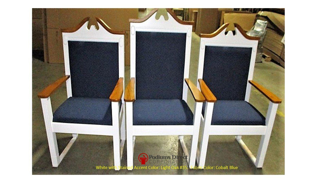 Clergy Church Chair TPC-603C Series 52" Height Center Pulpit Chair-Front Light Oak 35 Cobalt Blue-Clergy Church Chairs-Podiums Direct