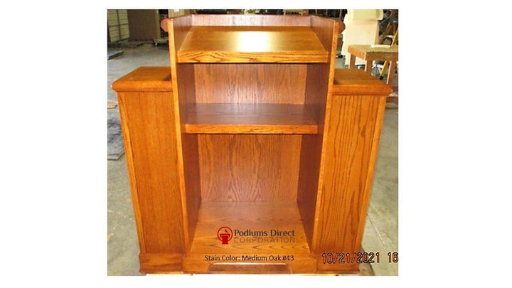 Church Wood Pulpit TWP-105-Back Medium Oak 43-Church Wood Pulpits, Podiums and Lecterns-Podiums Direct