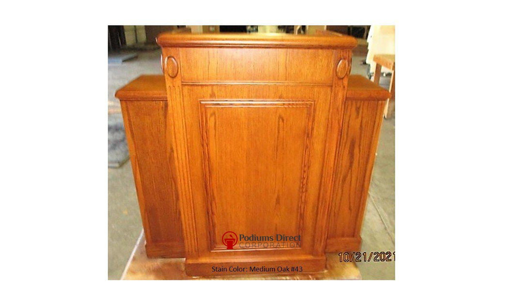 Church Wood Pulpit TWP-105-Front Medium Oak 43-Church Wood Pulpits, Podiums and Lecterns-Podiums Direct