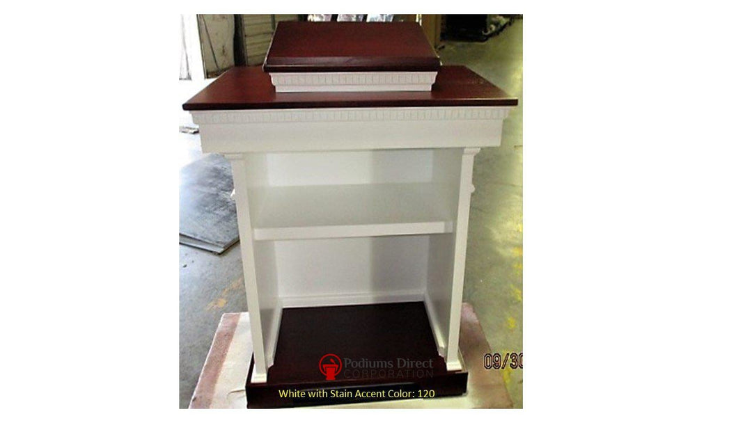 Church Wood Pulpit Colonial Tiered TSP-620-Back White with 120-Church Solid Wood Pulpits, Podiums and Lecterns-Podiums Direct