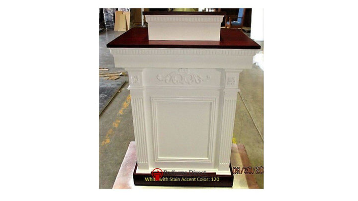 Church Wood Pulpit Colonial Tiered TSP-620- Front White with 120-Church Solid Wood Pulpits, Podiums and Lecterns-Podiums Direct
