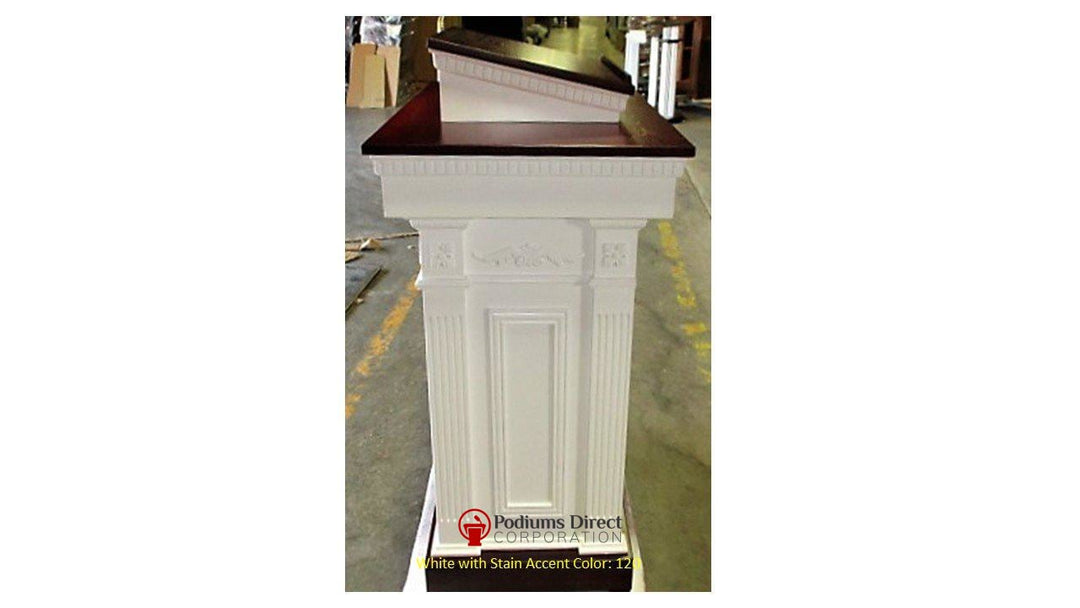 Church Wood Pulpit Colonial Tiered TSP-620- Side White with 120-Church Solid Wood Pulpits, Podiums and Lecterns-Podiums Direct
