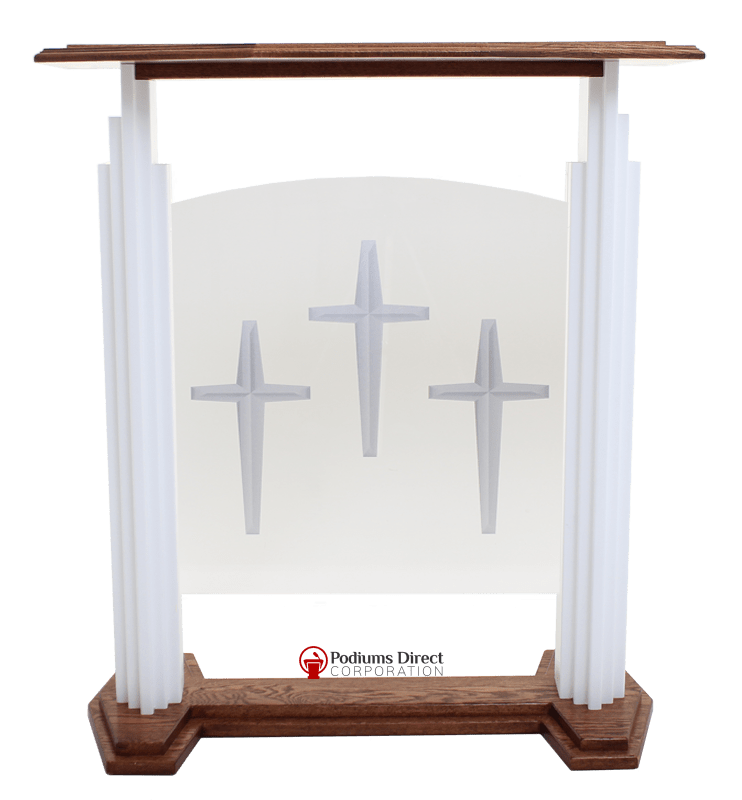 Wood with Acrylic Pulpit 701W Proclaimer-Front View-Wood With Acrylic Pulpits, Podiums and Lecterns-Podiums Direct