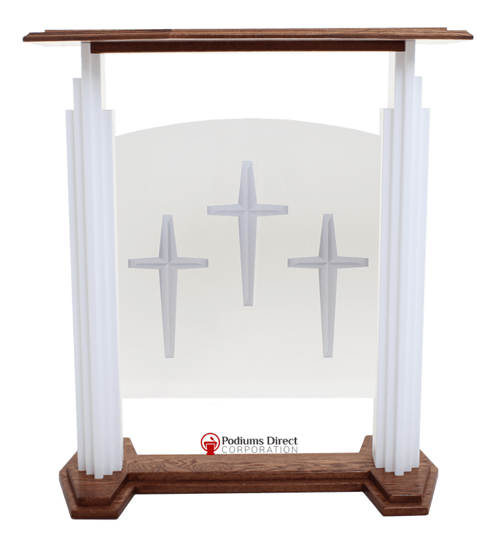 Wood with Acrylic Pulpit 701W Proclaimer-Front View-Wood With Acrylic Pulpits, Podiums and Lecterns-Podiums Direct