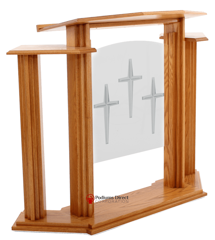 Wood with Acrylic Pulpit w/Wings 702 Proclaimer-Wood With Acrylic Pulpits, Podiums and Lecterns-Podiums Direct