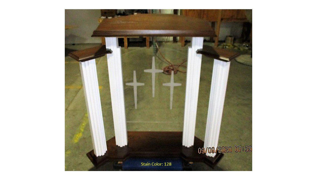 Wood with Acrylic Pulpit w/Wings 702W Proclaimer-Back View 128-Wood With Acrylic Pulpits, Podiums and Lecterns-Podiums Direct