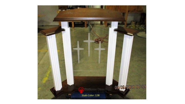 Wood with Acrylic Pulpit w/Wings 702W Proclaimer-Back View 128-Wood With Acrylic Pulpits, Podiums and Lecterns-Podiums Direct