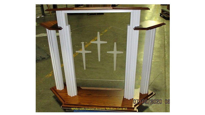 Wood with Acrylic Pulpit w/Wings 702W Proclaimer-Front View-Wood With Acrylic Pulpits, Podiums and Lecterns-Podiums Direct
