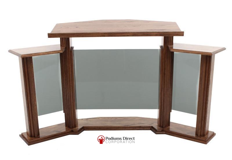 Wood with Acrylic Pulpit w/Wings 703 Proclaimer-Back View Smoked Acrylic-Wood With Acrylic Pulpits, Podiums and Lecterns-Podiums Direct