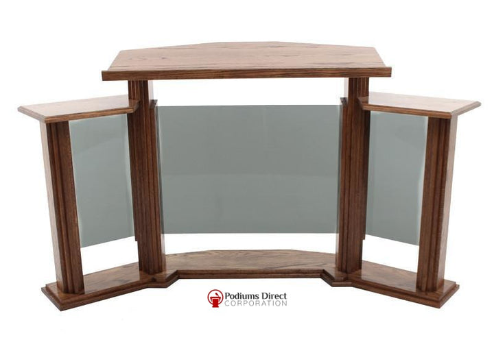 Wood with Acrylic Pulpit w/Wings 703 Proclaimer-Back View Smoked Acrylic-Wood With Acrylic Pulpits, Podiums and Lecterns-Podiums Direct