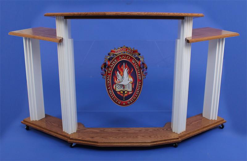 Wood with Acrylic Pulpit w/Wings 703W Proclaimer-Wood With Acrylic Pulpits, Podiums and Lecterns-Podiums Direct