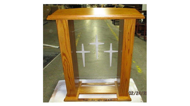 Wood with Acrylic Pulpit 777 Exhorter-Light Oak 35-Wood With Acrylic Pulpits, Podiums and Lecterns-Podiums Direct