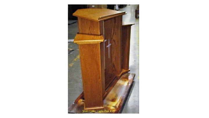 Wood with Acrylic Pulpit 778 Exhorter-Back Side Light Oak 35-Wood With Acrylic Pulpits, Podiums and Lecterns-Podiums Direct
