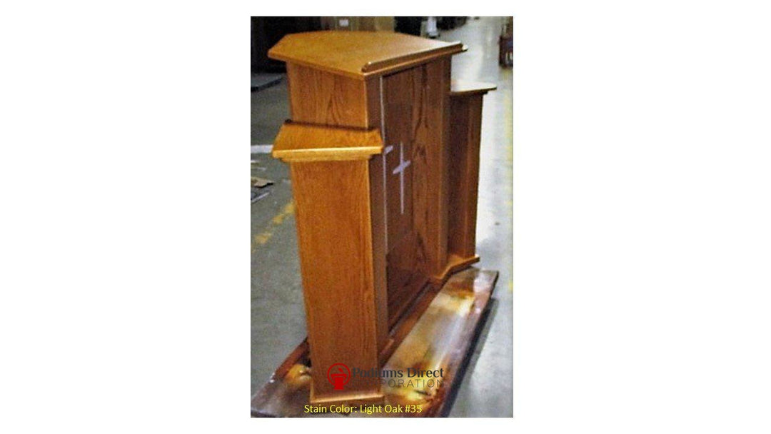 Wood with Acrylic Pulpit 778 Exhorter-Back Side Light Oak 35-Wood With Acrylic Pulpits, Podiums and Lecterns-Podiums Direct