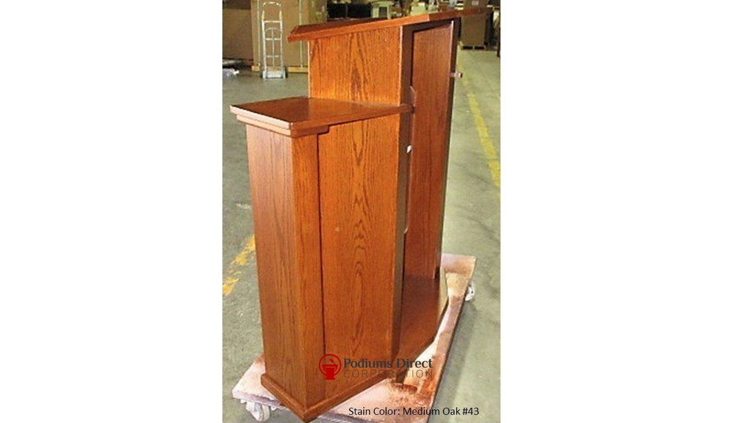 Wood with Acrylic Pulpit 778 Exhorter-Angle Medium Oak 43-Wood With Acrylic Pulpits, Podiums and Lecterns-Podiums Direct