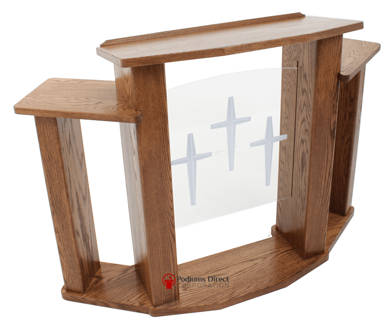 Wood with Acrylic Pulpit 778 Exhorter-Angle View-Wood With Acrylic Pulpits, Podiums and Lecterns-Podiums Direct