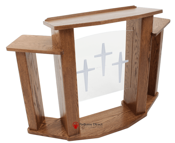 Wood with Acrylic Pulpit 778 Exhorter-Angle View-Wood With Acrylic Pulpits, Podiums and Lecterns-Podiums Direct