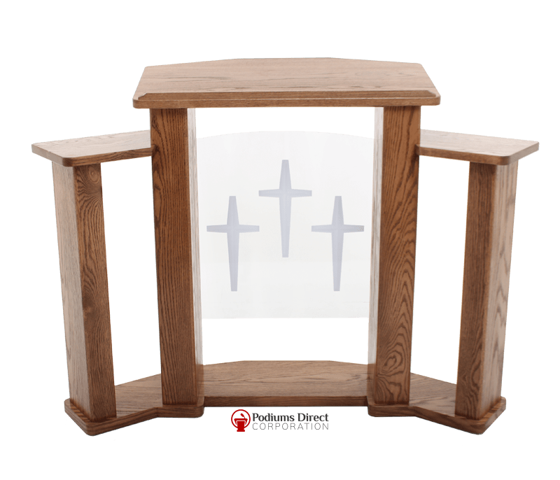 Wood with Acrylic Pulpit 778 Exhorter-Back View-Wood With Acrylic Pulpits, Podiums and Lecterns-Podiums Direct