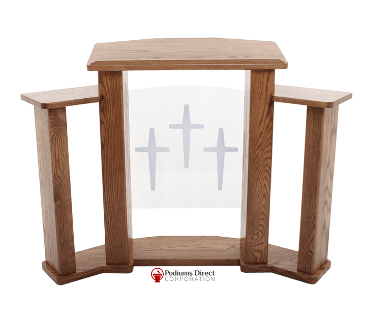 Wood with Acrylic Pulpit 778 Exhorter-Back View-Wood With Acrylic Pulpits, Podiums and Lecterns-Podiums Direct