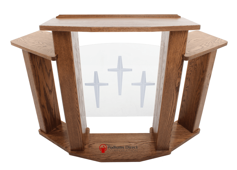 Wood with Acrylic Pulpit 778 Exhorter-Top Angle View-Wood With Acrylic Pulpits, Podiums and Lecterns-Podiums Direct