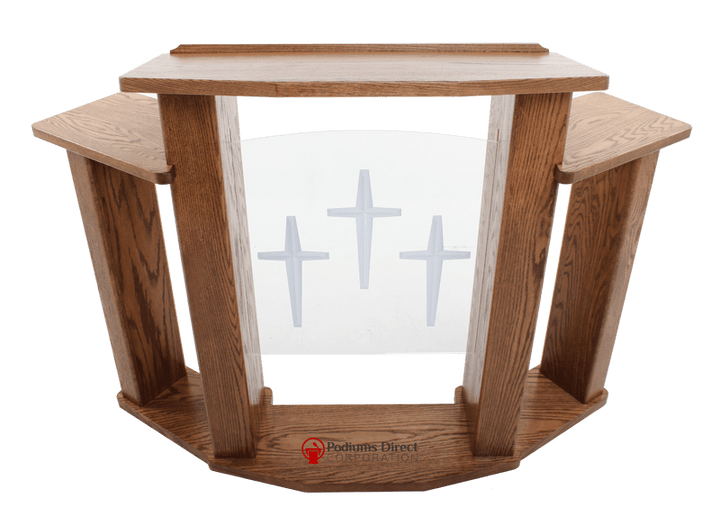 Wood with Acrylic Pulpit 778 Exhorter-Top Angle View-Wood With Acrylic Pulpits, Podiums and Lecterns-Podiums Direct