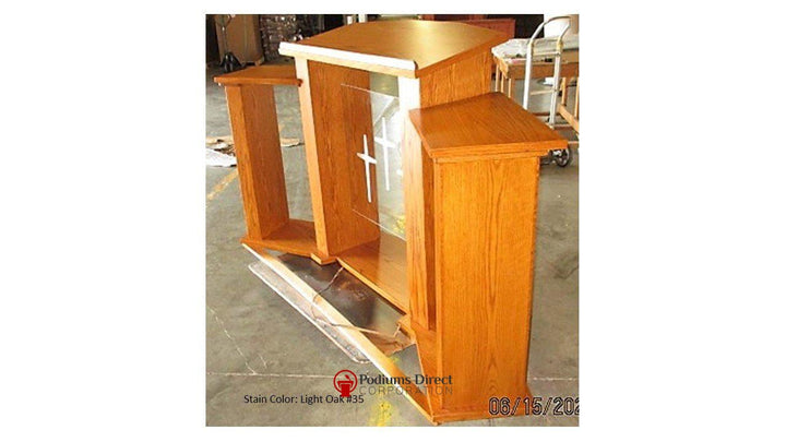 Wood with Acrylic Extra Wide Pulpit 779 Exhorter-Side Light Oak 35-Wood With Acrylic Pulpits, Podiums and Lecterns-Podiums Direct