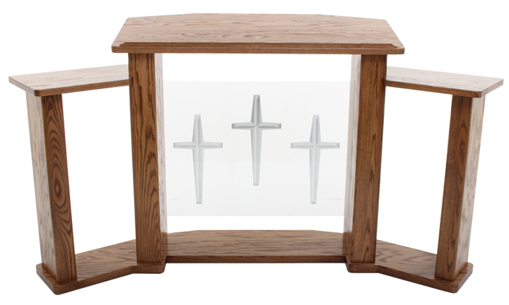 Wood with Acrylic Extra Wide Pulpit 779 Exhorter-Back View-Wood With Acrylic Pulpits, Podiums and Lecterns-Podiums Direct
