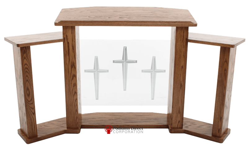 Wood with Acrylic Extra Wide Pulpit 779 Exhorter-Back View-Wood With Acrylic Pulpits, Podiums and Lecterns-Podiums Direct