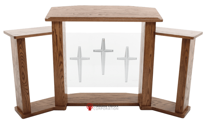 Wood with Acrylic Extra Wide Pulpit 779 Exhorter-Back View-Wood With Acrylic Pulpits, Podiums and Lecterns-Podiums Direct