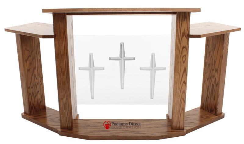 Wood with Acrylic Extra Wide Pulpit 779 Exhorter-Wood With Acrylic Pulpits, Podiums and Lecterns-Podiums Direct