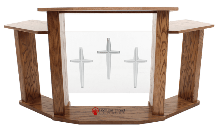 Wood with Acrylic Extra Wide Pulpit 779 Exhorter-Wood With Acrylic Pulpits, Podiums and Lecterns-Podiums Direct