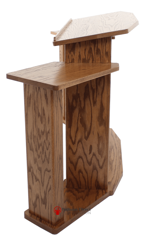 Wood with Acrylic Extra Wide Pulpit 779 Exhorter-Side View-Wood With Acrylic Pulpits, Podiums and Lecterns-Podiums Direct