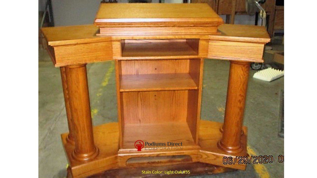 Church Wood Pulpit Custom No. 810-All Stained Back View-Church Solid Wood Pulpits, Podiums and Lecterns-Podiums Direct