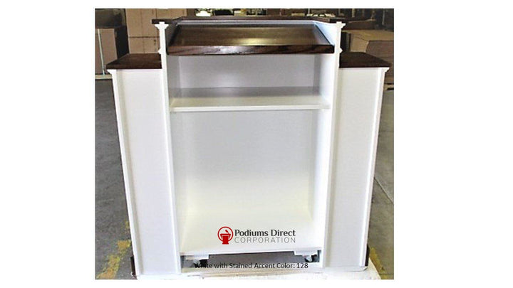 Church Wood Pulpit Wing NO 810W-Back White with Stain 128-Church Solid Wood Pulpits, Podiums and Lecterns-Podiums Direct