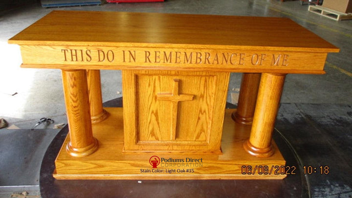 Communion Table Custom 810-Front All Stain Light Oak 35-Communion Tables and Altars-Podiums Direct