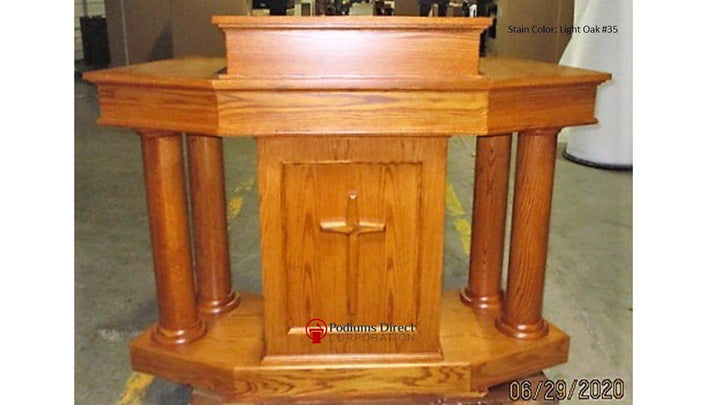 Church Wood Pulpit Custom No. 810-All Stained Front View-Church Solid Wood Pulpits, Podiums and Lecterns-Podiums Direct