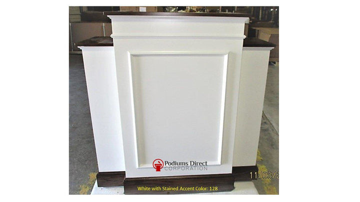 Church Wood Pulpit Wing NO 810W-Front White with Stain 128-Church Solid Wood Pulpits, Podiums and Lecterns-Podiums Direct