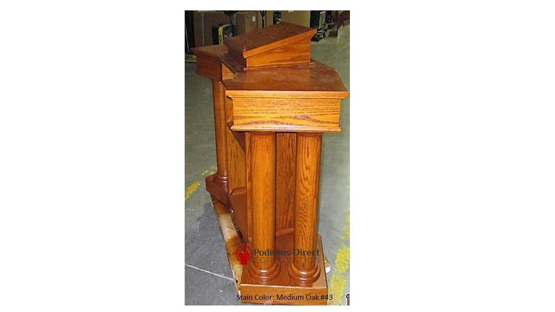Church Wood Pulpit Custom No. 810-Side View Medium Oak-Church Solid Wood Pulpits, Podiums and Lecterns-Podiums Direct