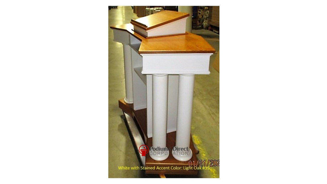 Church Wood Pulpit Custom No. 810-Side White with Light Oak 35-Church Solid Wood Pulpits, Podiums and Lecterns-Podiums Direct