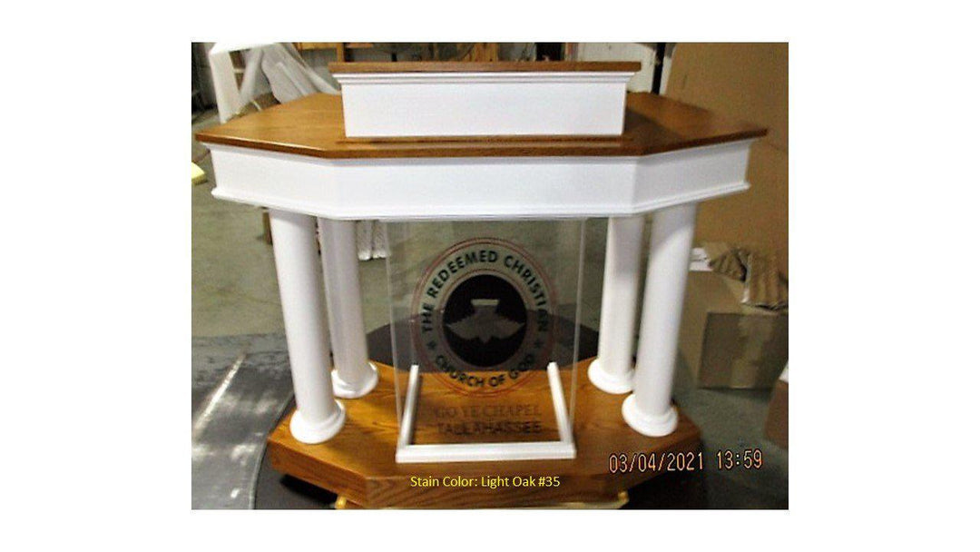 Wood With Acrylic Pulpit Customer NO. 810 WA-Front 35-Wood With Acrylic Pulpits, Podiums and Lecterns-Podiums Direct
