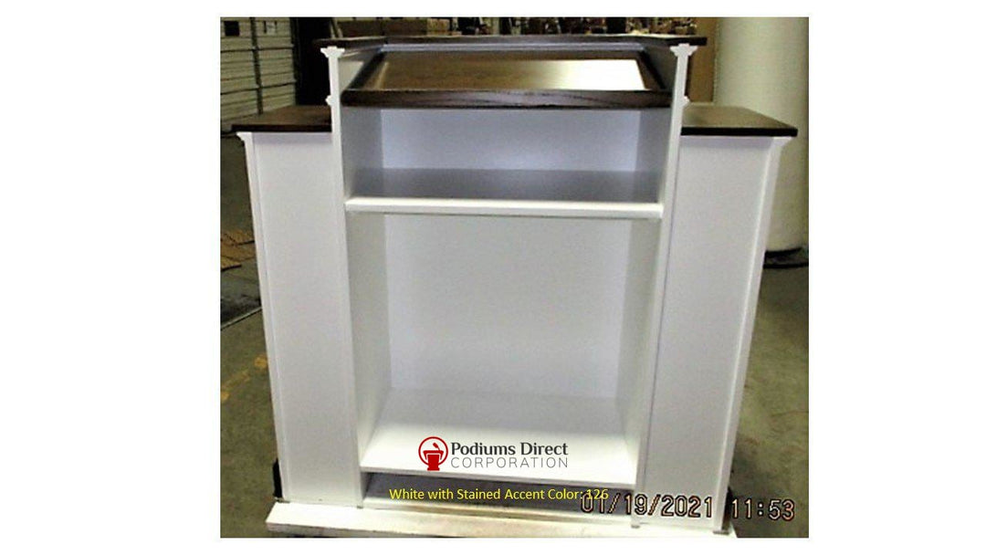 Church Wood Pulpit Wing NO 810W-Back View Stain 126-Church Solid Wood Pulpits, Podiums and Lecterns-Podiums Direct